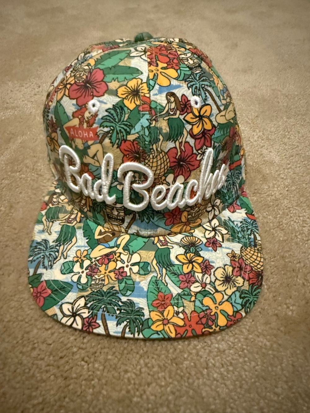 Bad Beaches Embroidered Tropical Snapback Hat